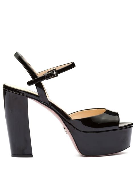 prada patent leather bow sandals|Prada high heeled satin sandals.